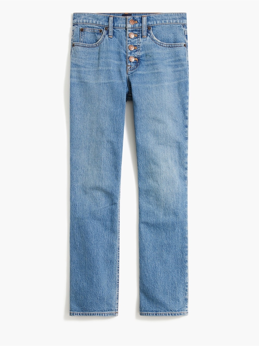 J Crew Mid-Rise Flare Crop Jean in all-day stretch in Seaton Wash